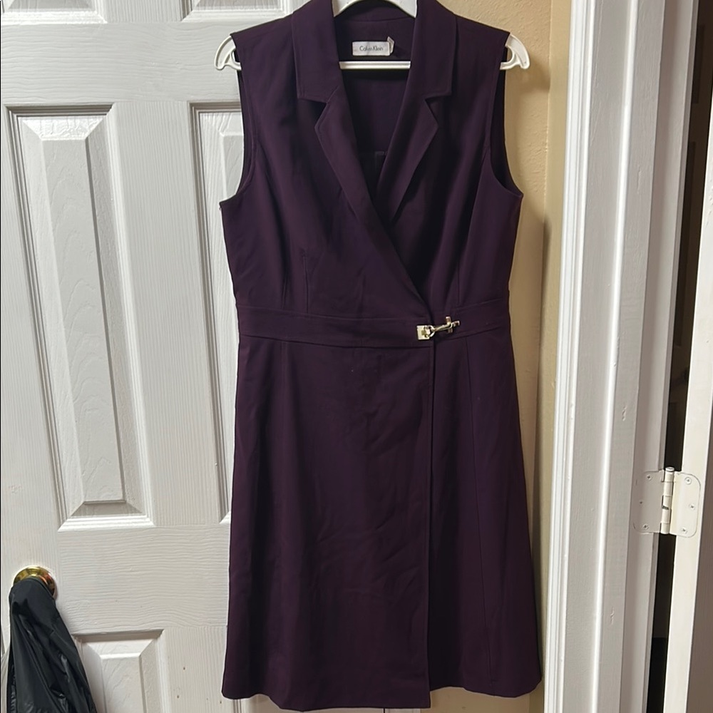 Calvin Klein Purple Sheath Dress V-Neck